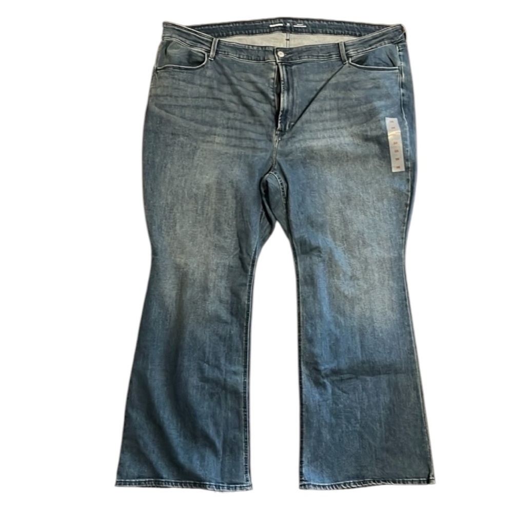 Old Navy plus size high rise flare jeans.